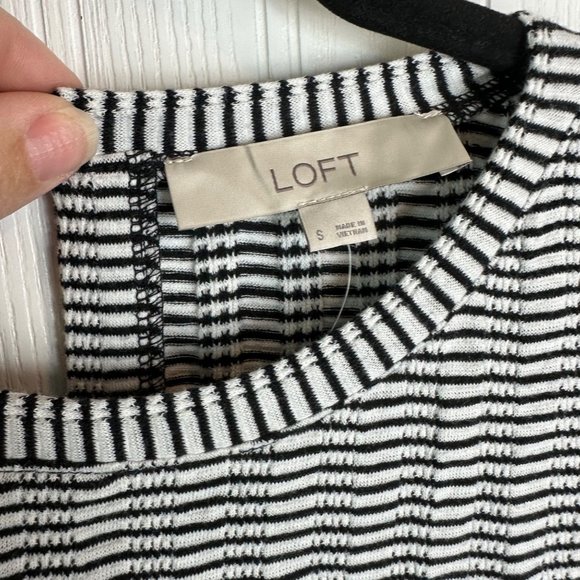 Loft‎ Dress Black and White Tie Neck size Small NWT - Picture 4 of 5
